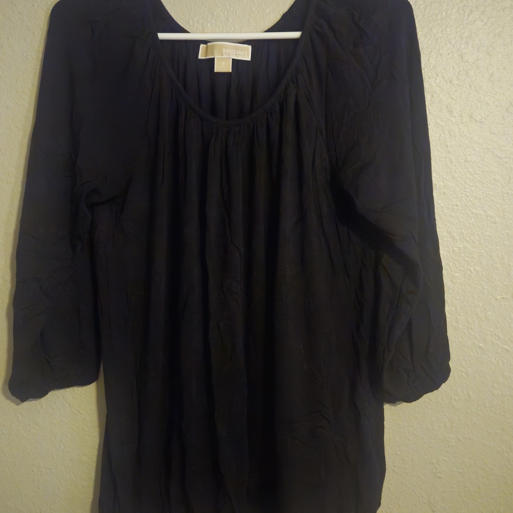 Michael Kors Black Gathered Blouse